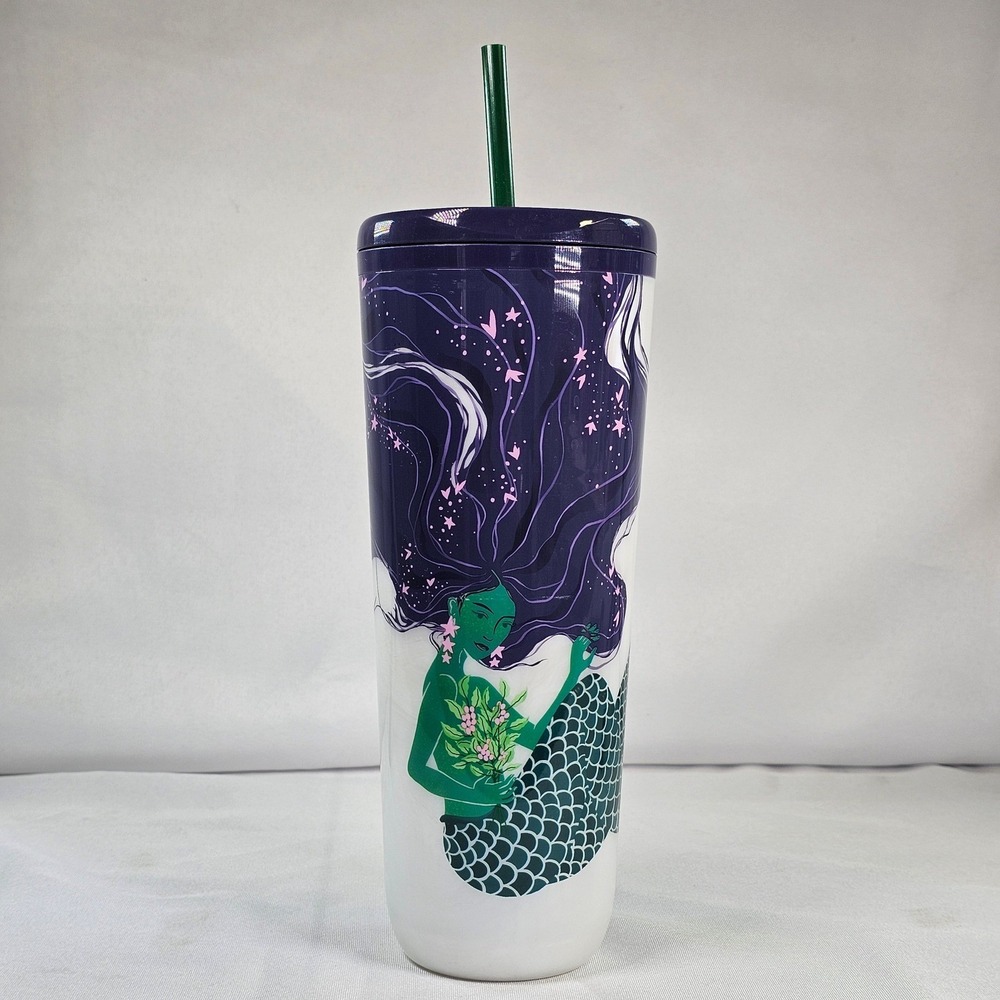 Starbucks 2024 Anniversary Siren Mermaid Iridescent White Tumbler 24oz Cold Cup